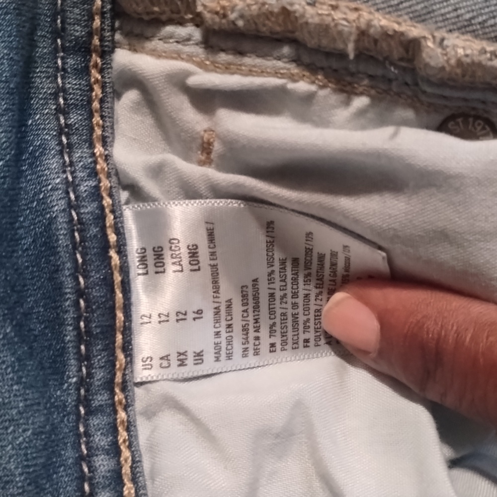 Women American Eagle Jeans Size 12long. Used Twice And Washed Waist 16 Inseam 33